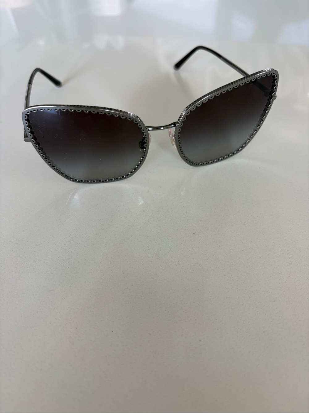 Dolce and Gabbana Black Gradient Lens Sunglasses with Decorative Gunmetal Trim